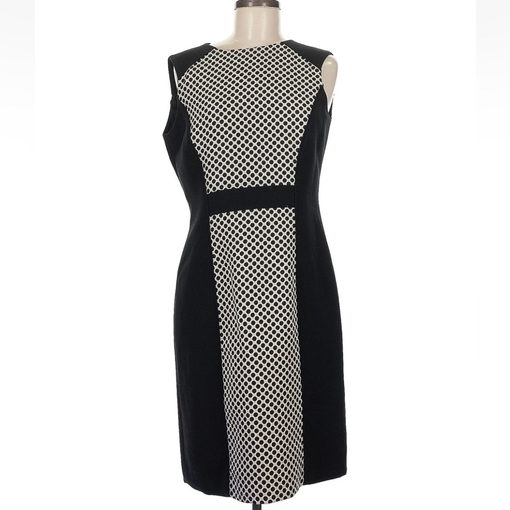 Sleeveless Black and White Midi Sheath Dress